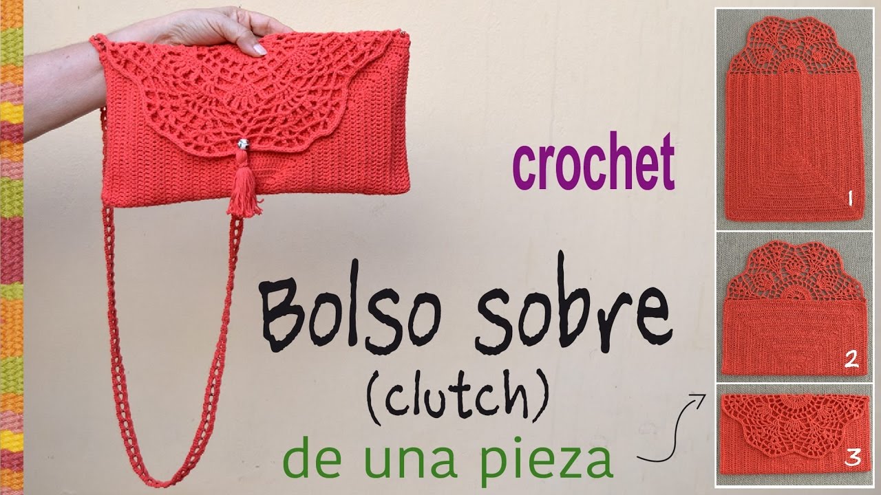 Bolso tipo sobre (o clutch) tejido a crochet en ¡UNA PIEZA! - Tejiendo Perú  - YouTube
