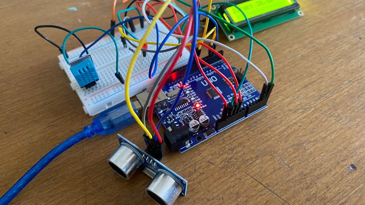 Arduino Uno: Temperature-Hum Sensor, Ultrasonic, and LED Assembly - YouTube