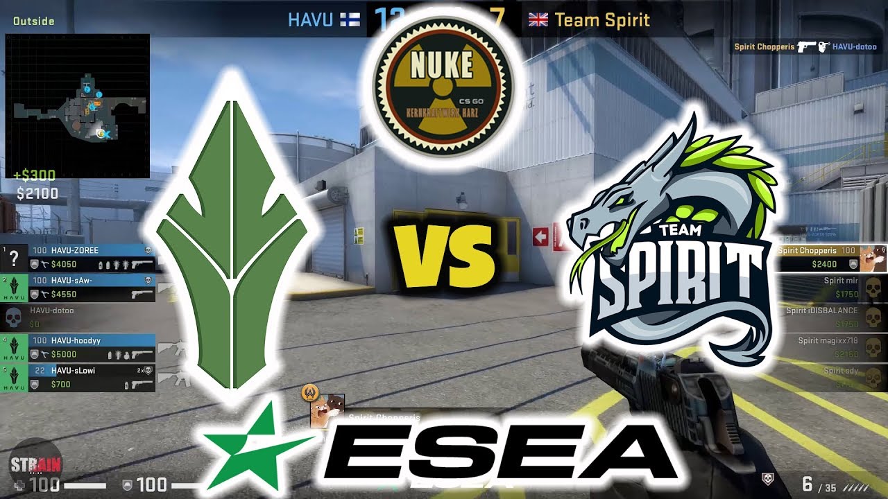 HAVU vs Team Spirit Highlights [Nuke] - ESEA MDL S32 Semi Final