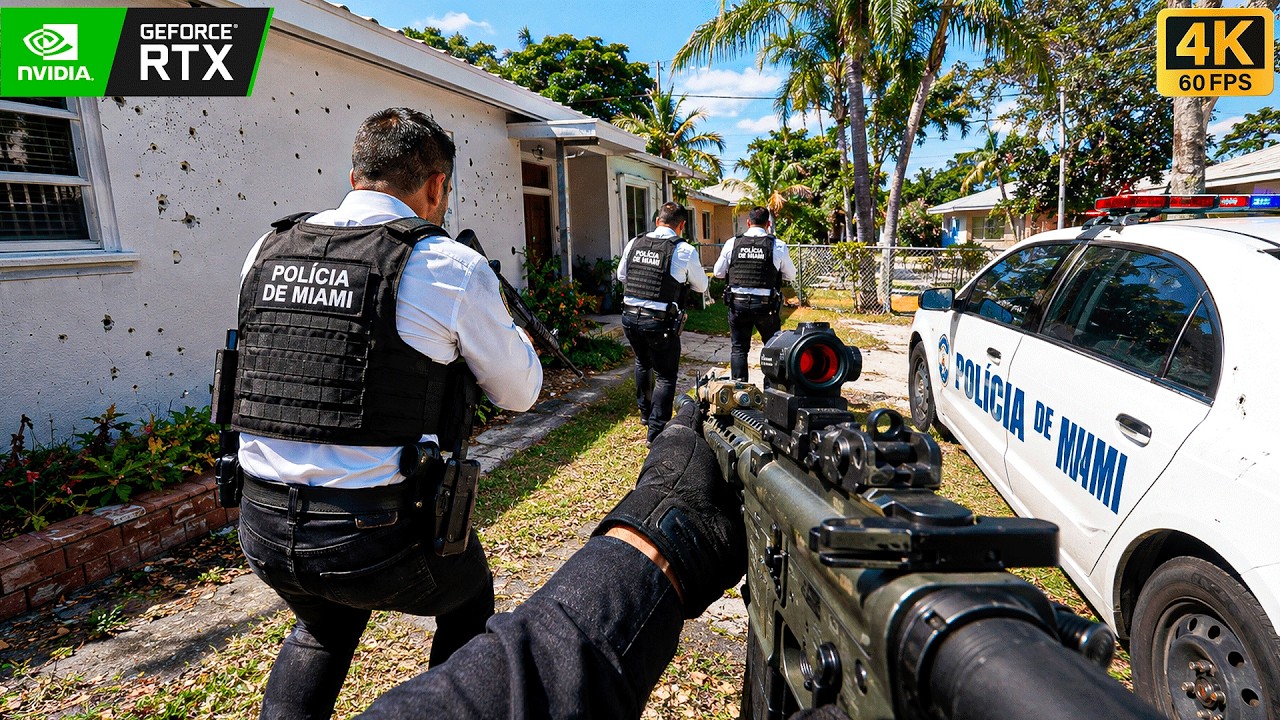 Police officer injured and people trapped in a house in Miami | 4K ...