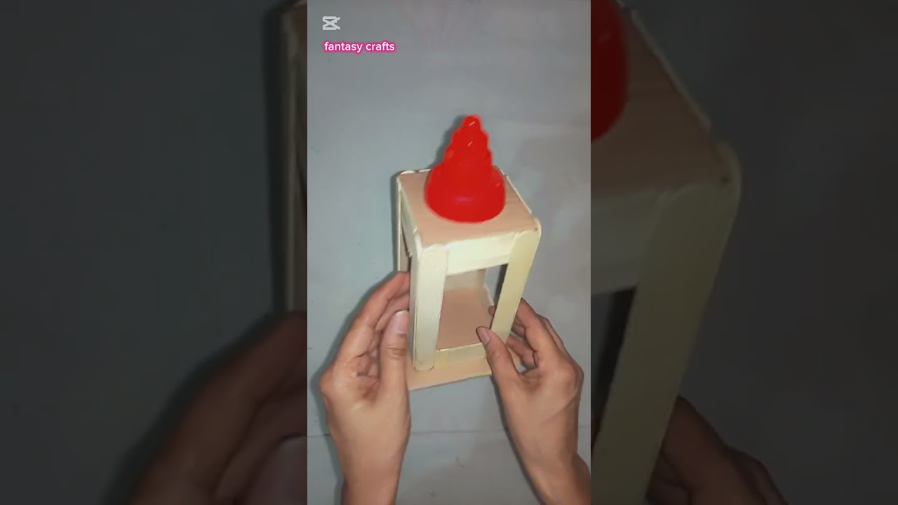 DIY easy and beautiful lamp with cardboard box and ice cream sticks ✨❤