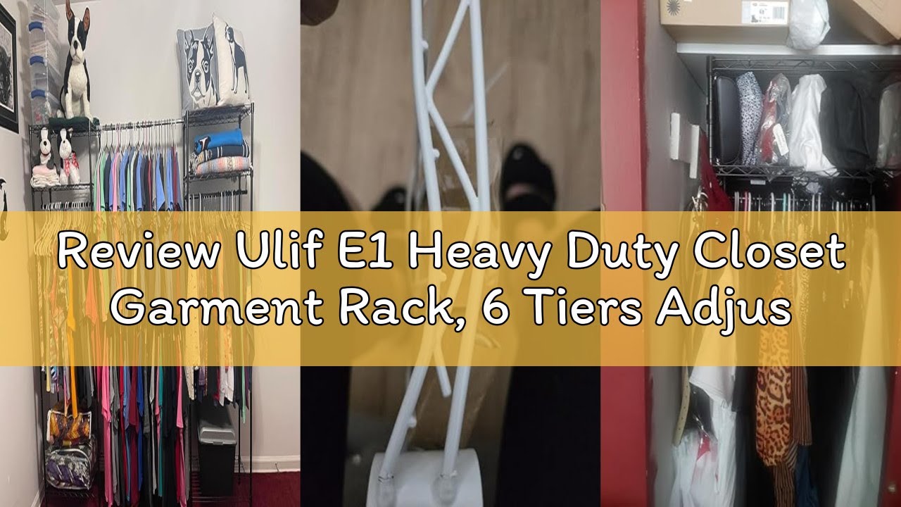 Review Ulif E1 Heavy Duty Closet Garment Rack, 6 Tiers Adjustable Metal Freestanding Expandable Clot