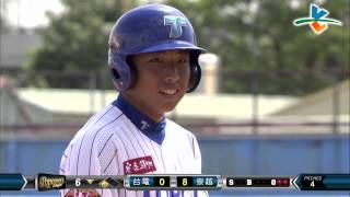 20140610-1 爆米花 台電vs崇越 6下 余浩庭在滿壘情況敲出三壘安打 一次海灌3分
