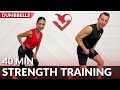 Full body strength training with dumbbells at home  40 min dumbbell weights workout for women  men