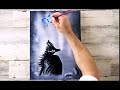 Kitten & Blue Butterfly | Acrylic Painting Challenge | Black and White Abstract Background