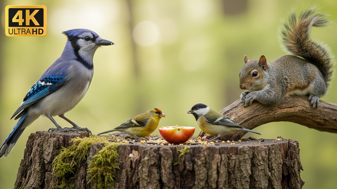 Cat TV 4K 😺 Nonstop Squirrels & Birds That Cats Can’t Ignore 🐿 1 Hours