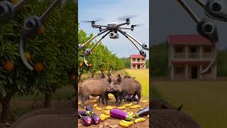 Smart Drone Captures Wild Boar Damaging Farmland