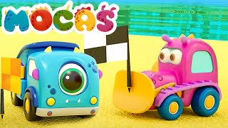 Sand Race For Monster Cars For Kids. Full Episodes Of Mocas Little Monster Cars Cartoons For Kids.