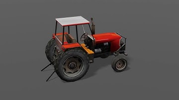 Tractor Low Poly 3D Model Design in Blender
