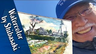 [Eng sub] Sketching the countryside / Landscape painting with watercolor / calming art
