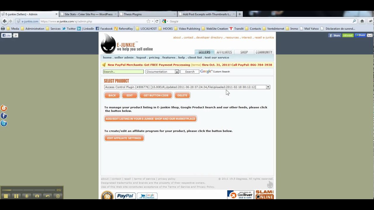 How to Configure E-Junkie.com affiliate programm for your product