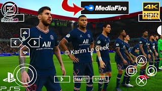 Efootball PES 2022 PPSSPP Camera PS5 Commentaire en Français New Kits and Players