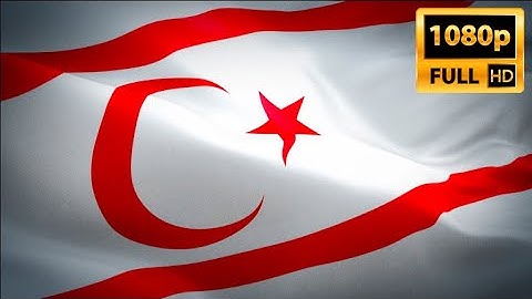 Northern Cyprus flag closeup 1080p Full HD 1920X1080 footage video waving in wind. Turkish Cyprus