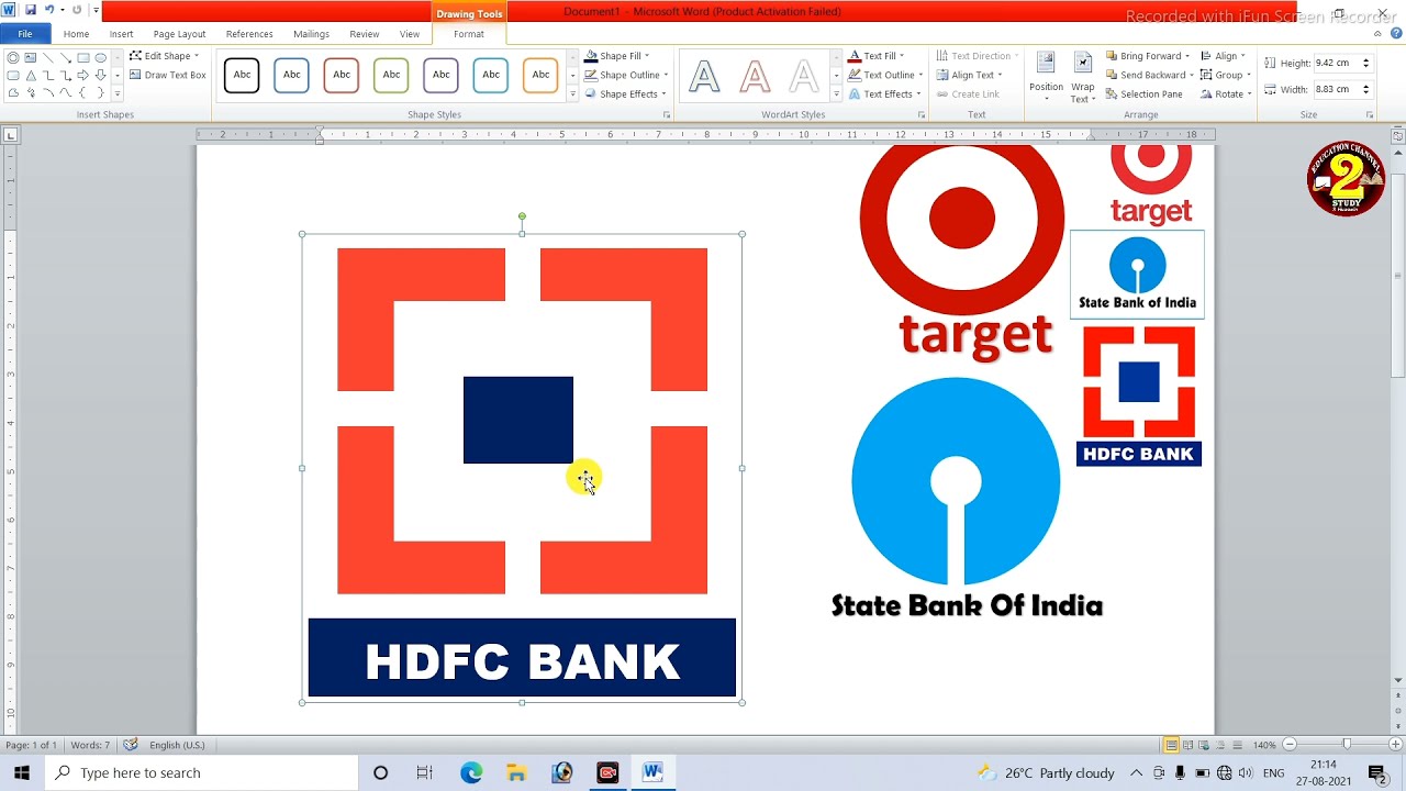 Microsoft Word Shapes Logos Insert Tab Hdfc Logo Sbi Logo Target Logo