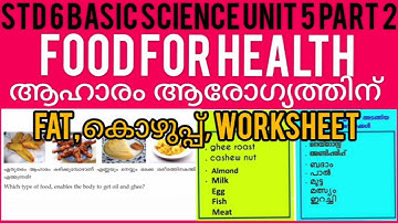 Std 6 Basic Science Unit 5 Part 2 | Food For Health | Worksheet | Shamla Mol | KiteVictersClass