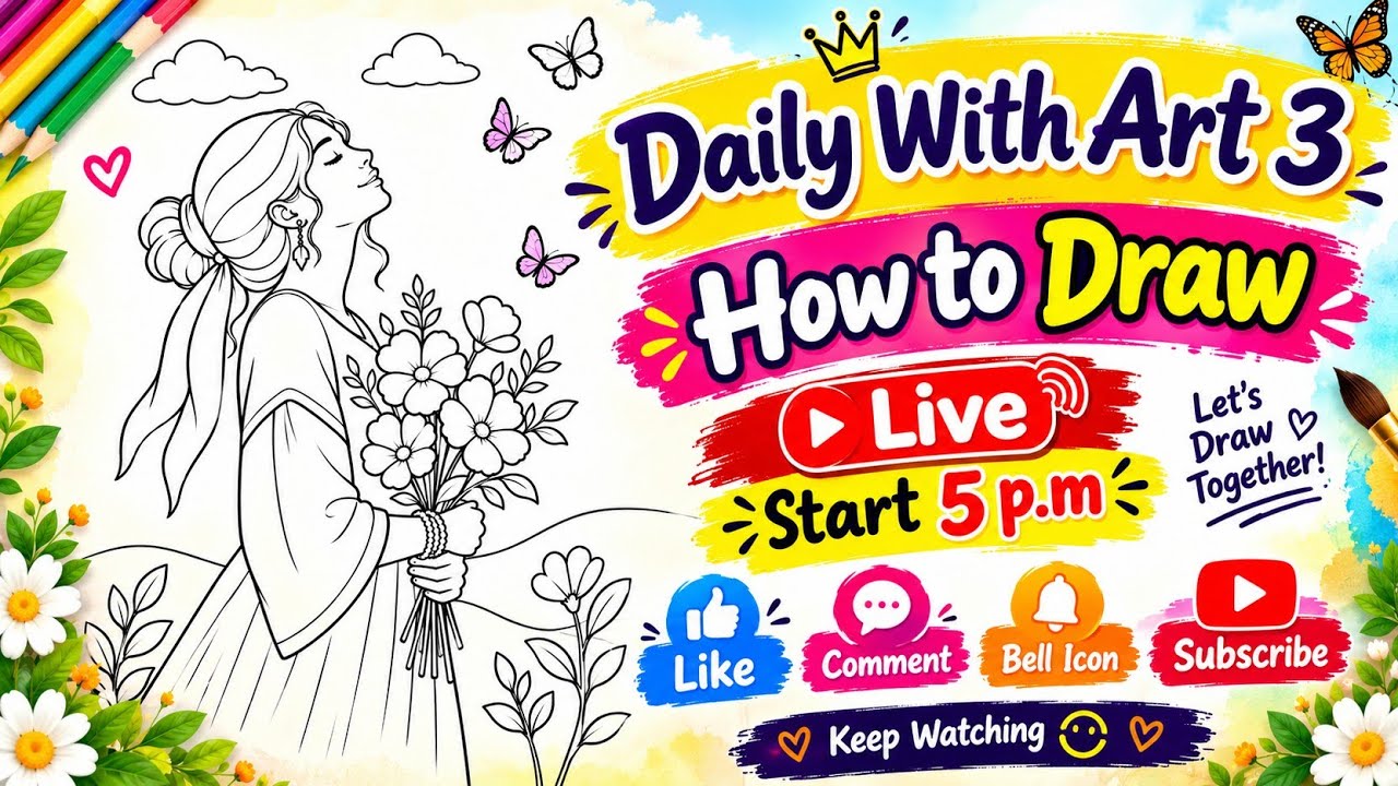 #Beautiful Girl with Flowers 🌷 | Easy Drawing Tutorial | How to Draw Step by Step - YouTube
