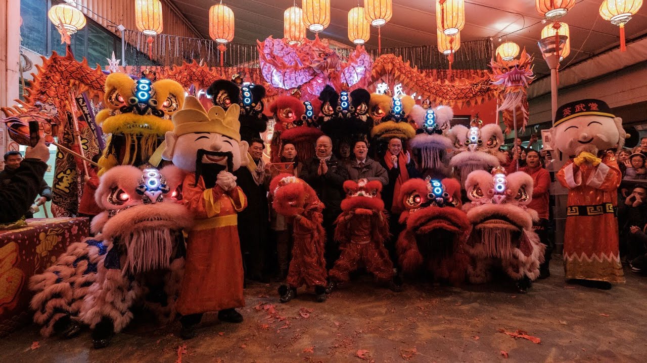 Lion Dance Franco Asiatique 英武堂 (LDFA) - Nouvel An Chinois 2024 - Tang Frères - 12 Lions & 2 Dragons