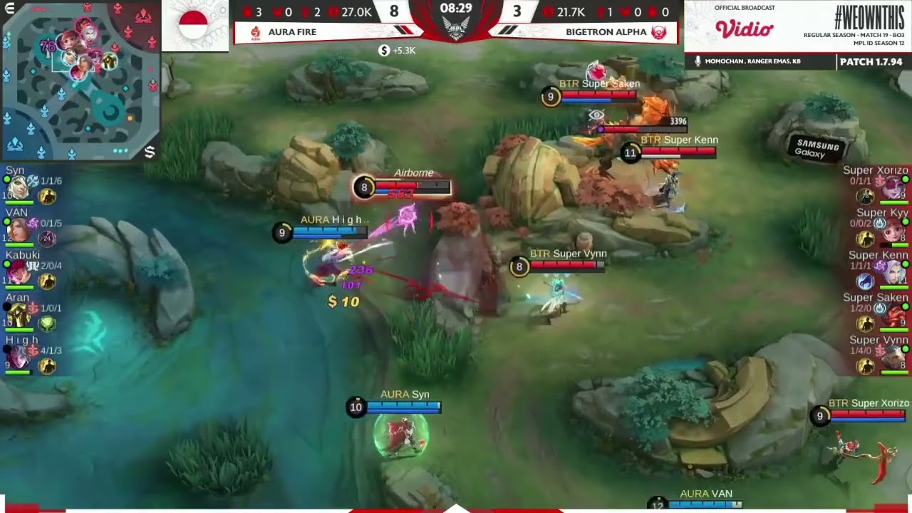 AURA VS BTR GAME 2   LANCELOT VAN VS LING SUPER KENN    MPL SEASON 12 MINGGU 3