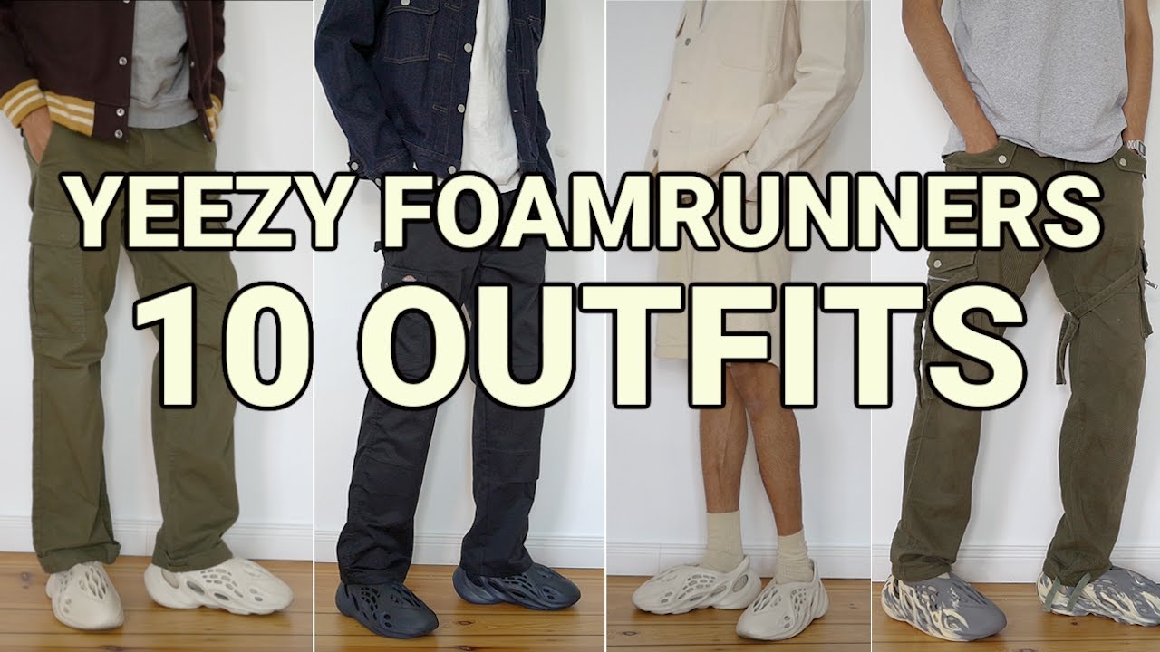 HOW TO STYLE YEEZY FOAM RUNNERS - 10 AFFORDABLE OUTFIT IDEAS - SAND,  MINERAL BLUE, MXT MOON GREY 
