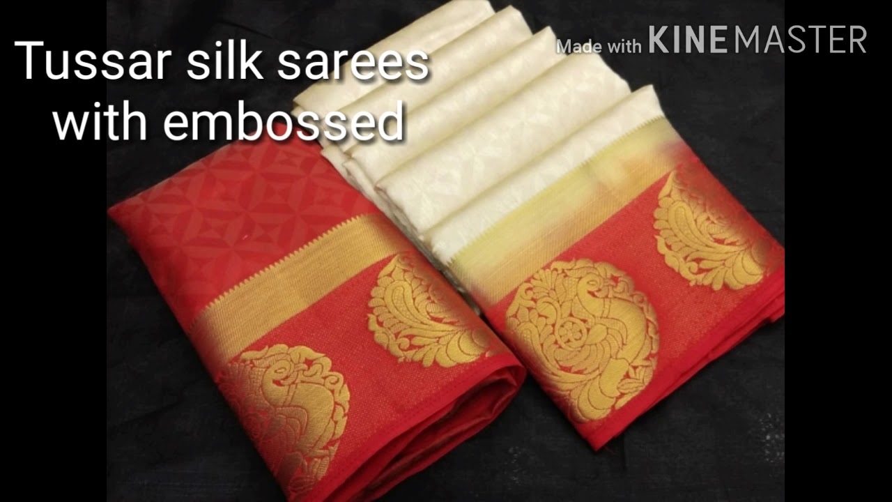 All time hit tussar silk sarees embossed (73392 47685)