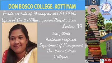 FUNDAMENTALS OF MANAGEMENT ( S1 BBA)TOPIC – SPAN OF MANAGEMENT  OR CONTROL (LECTURE 39)
