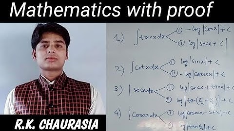 L:-5  class 12th integration formula of tanx, cotx, sex and cosecx  with proof | integration formula