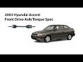 2003 Hyundai Accent front drive axle torque spec.