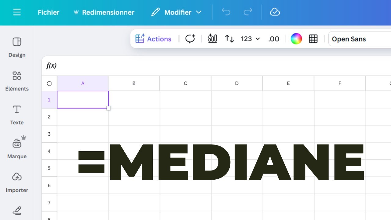 Canva Sheets : la formule =MEDIANE expliquée