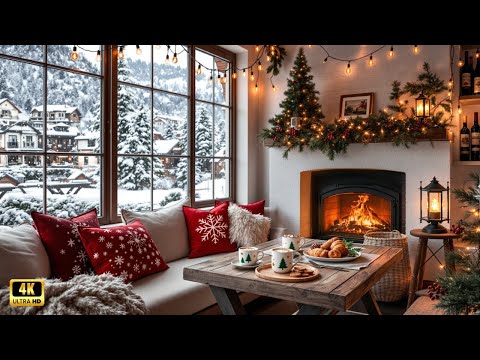 Smooth Christmas Jazz Music In A Cozy Winter Coffee Shop Relaxing Ambience With Fireplace Sounds