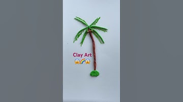 Clay Art - Coconut Tree 🌴😱🌈 #shorts #art #clayart #diy #kids