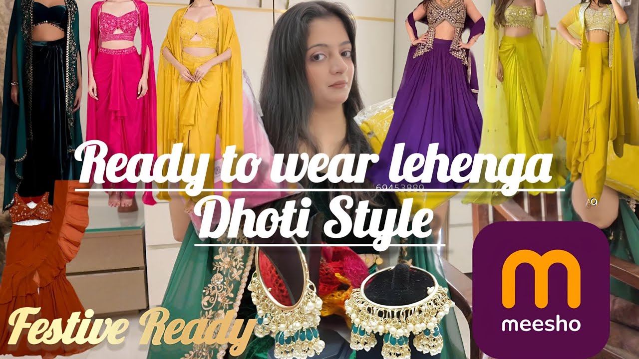 🎀 Festive Ready-to-Wear Lehenga Haul | Dhoti Style Outfit from Meesho 