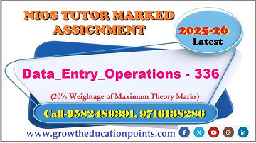 Data entry operations (336) Nios Solved Assignment 2025-26 For Class XII