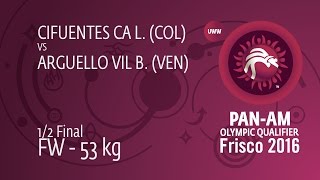1/2 FW - 53 kg: B. ARGUELLO VIL (VEN) df. L. CIFUENTES CA (COL) by TF, 11-0