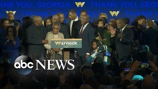 Warnock delivers remarks after projected win in Georgia