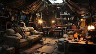 Shelter in the Post-Apocalyptic City Ruins. Sci-Fi Ambiance for Sleep, Study, Relaxation