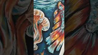 Медузы #Shortvideo #Art #Oilpastel #Painting #Пастель #Море #Волны  #Медузы   #Shorts #Рыба #Рисунок