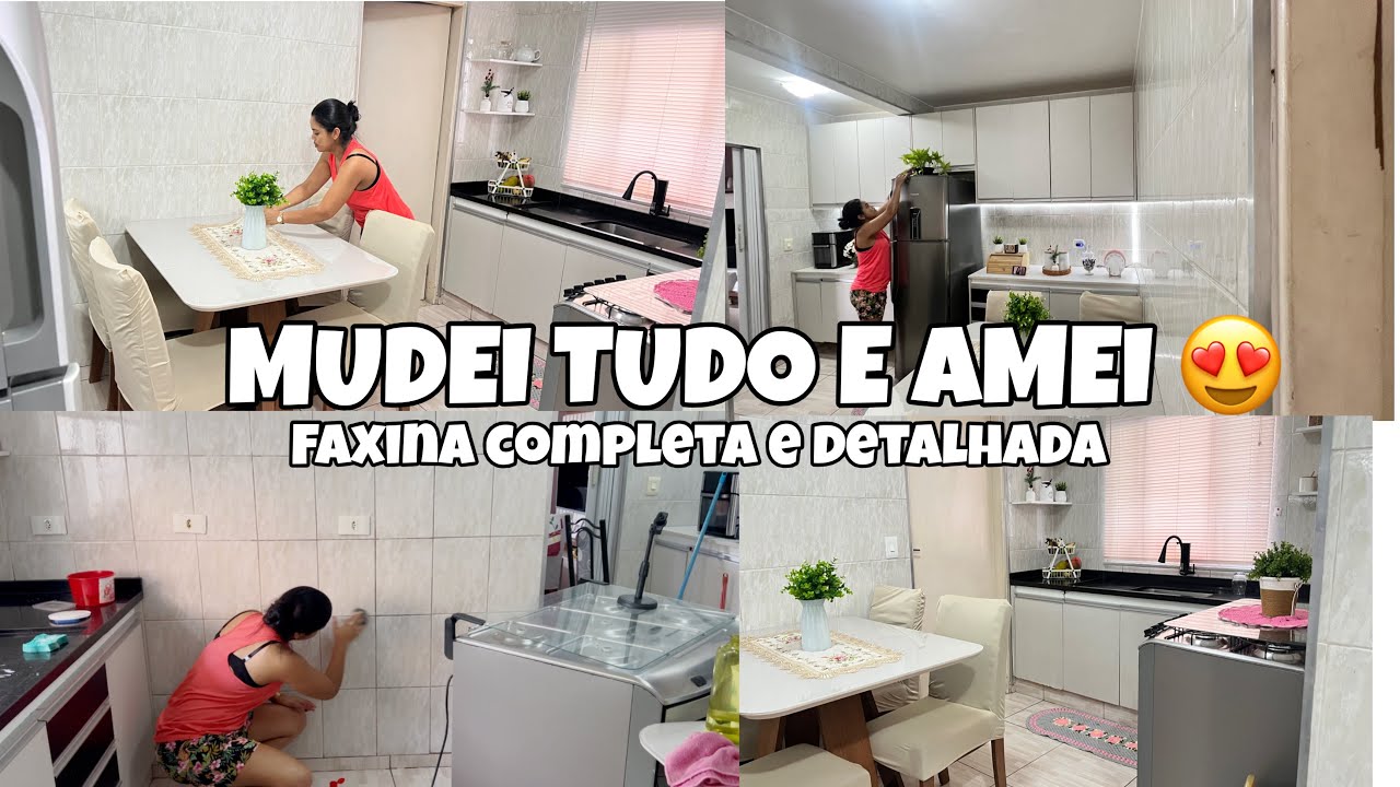 FAXINA COMPLETA MUDEI TUDO NA COZINHA ME SURPREENDI 🥰DECORAÇÃO NOVA-LIMPEZA PESADA-LAVEI TUDO 🧼🧴🫧