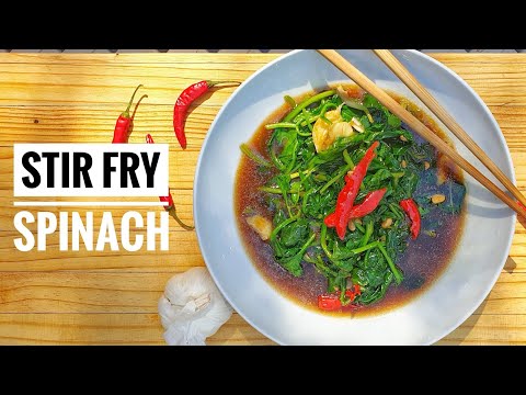 Asian Style Stir Fry Spinach Easy at Home | Thai Girl in the Kitchen