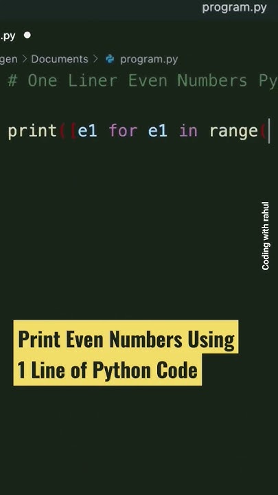 Print Even Numbers using One Line Python Code #shorts #coding # ...