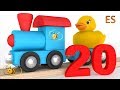 Los números en espanol para niños. Aprende a contar del 1 al 20 con el tren y el patito de goma