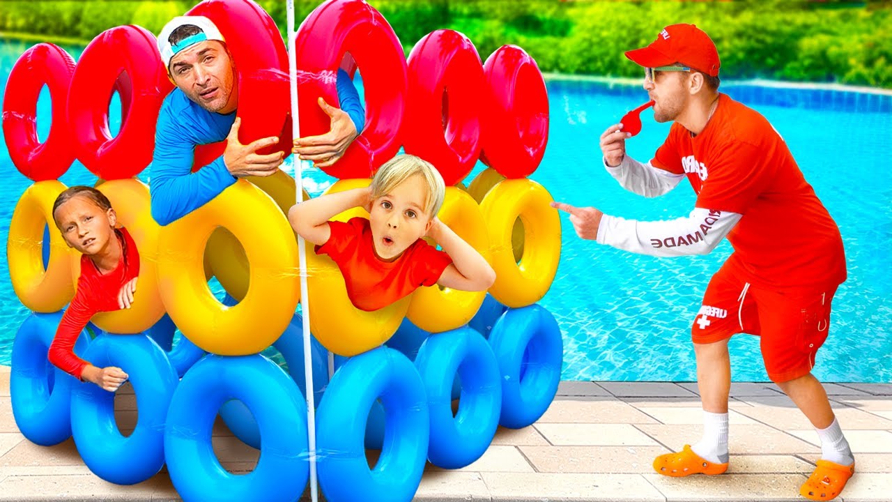 Kids learn safety rules in the pool - Funny stories for kids - YouTube
