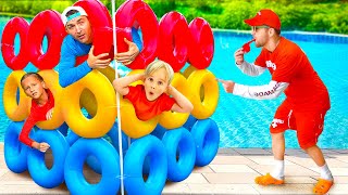 Kids learn safety rules in the pool - Funny stories for kids