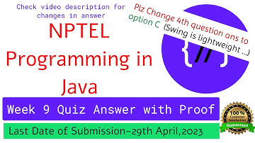 NPTEL Programming in Java Week 9 Quiz answers with detailed proof of each answer