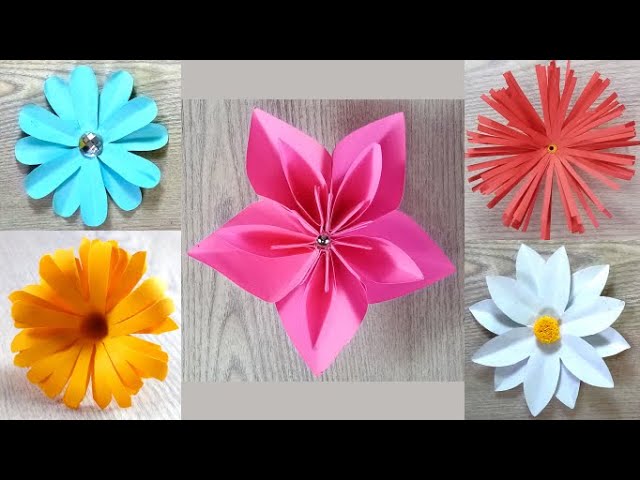 how to make 5 simple and beautiful paper flowers Part 2