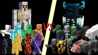 Golem army vs Mob army in Minecraft! Which army is stronger?