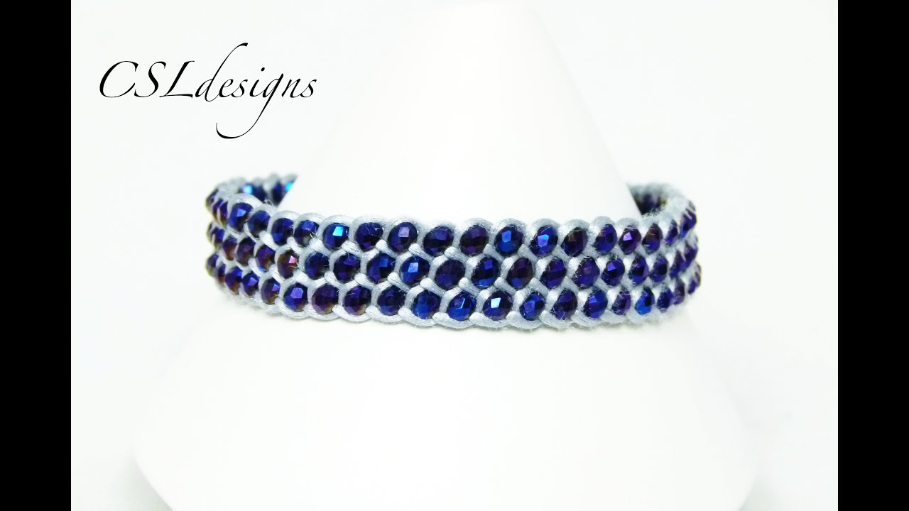 Полностью расшитая бисером плоская коса кумихимо