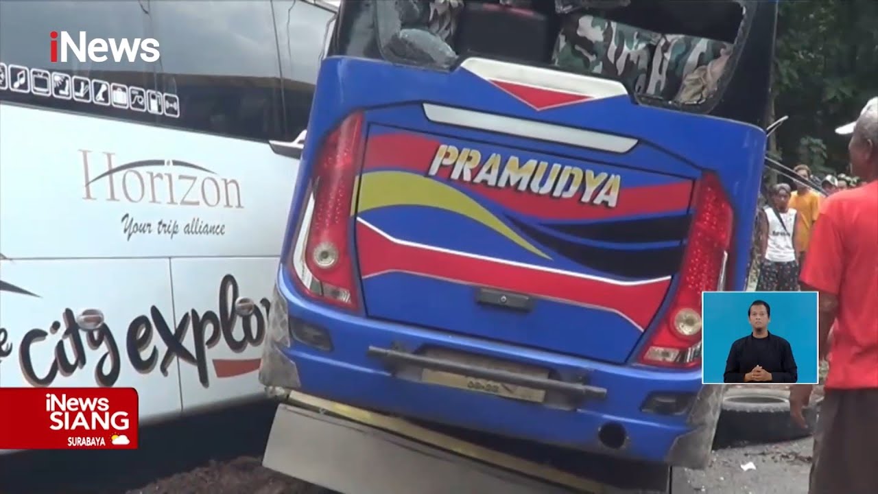 Hendak Menyalip, Mikrobus Tabrak Bus Pariwisata di Ruas Jalan Tegal #iNewsSiang 30/01