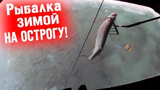 Ловля щуки на копье &quot; острогу&quot; на местном озере в деревне!