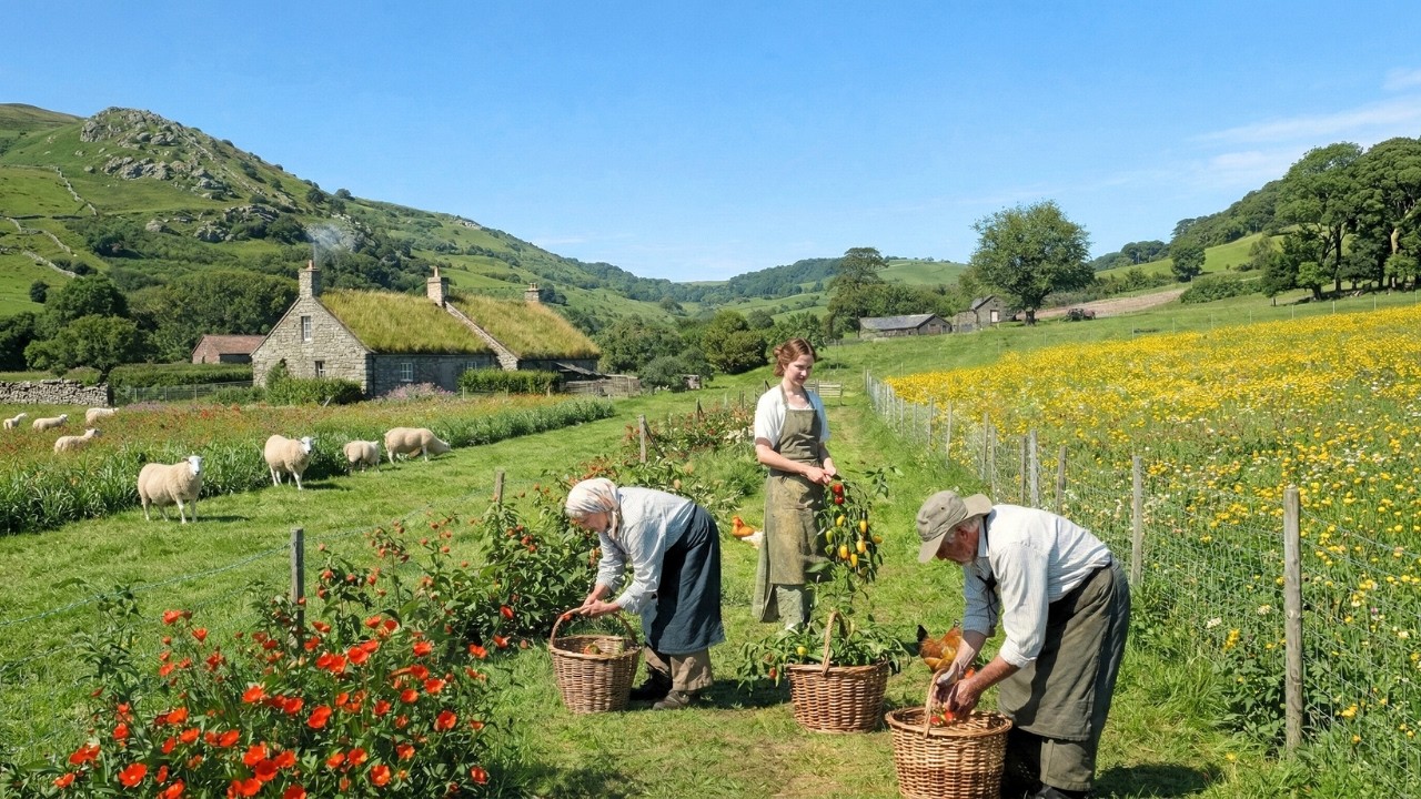 Peaceful Countryside Garden Life - Garden Harvest Fruits, Vegetables, Livestock and Simple Cooking