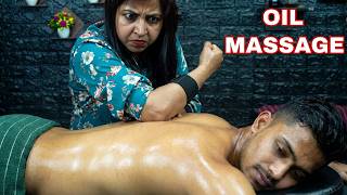 Lady Barber Chaitali Doing Male Body Massage With Mustard Oil | ASMR Satisfying Oily Body Massage